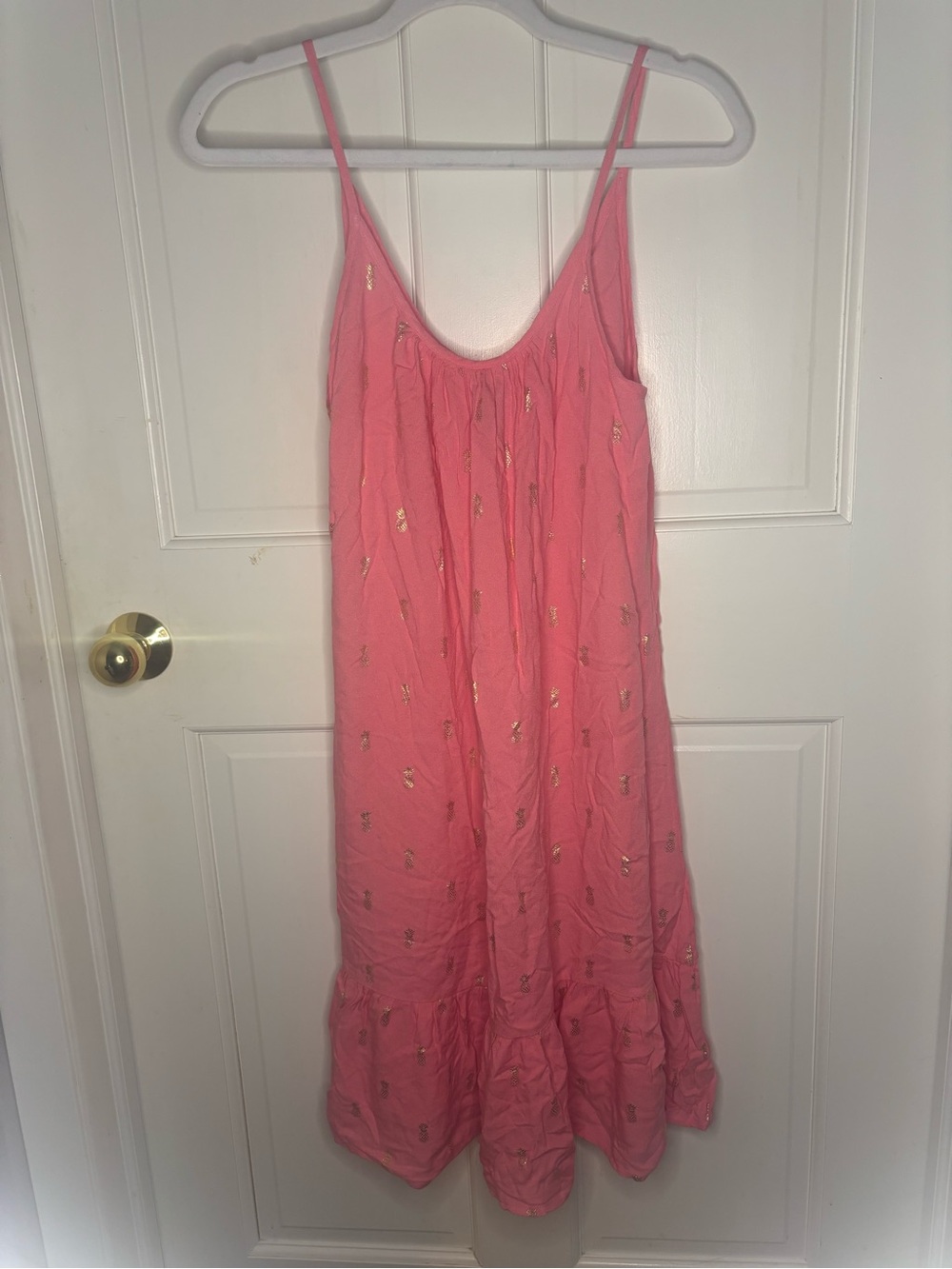 NWT bobi Pink Maxi Dress with Gold Foil Pineapples size XS